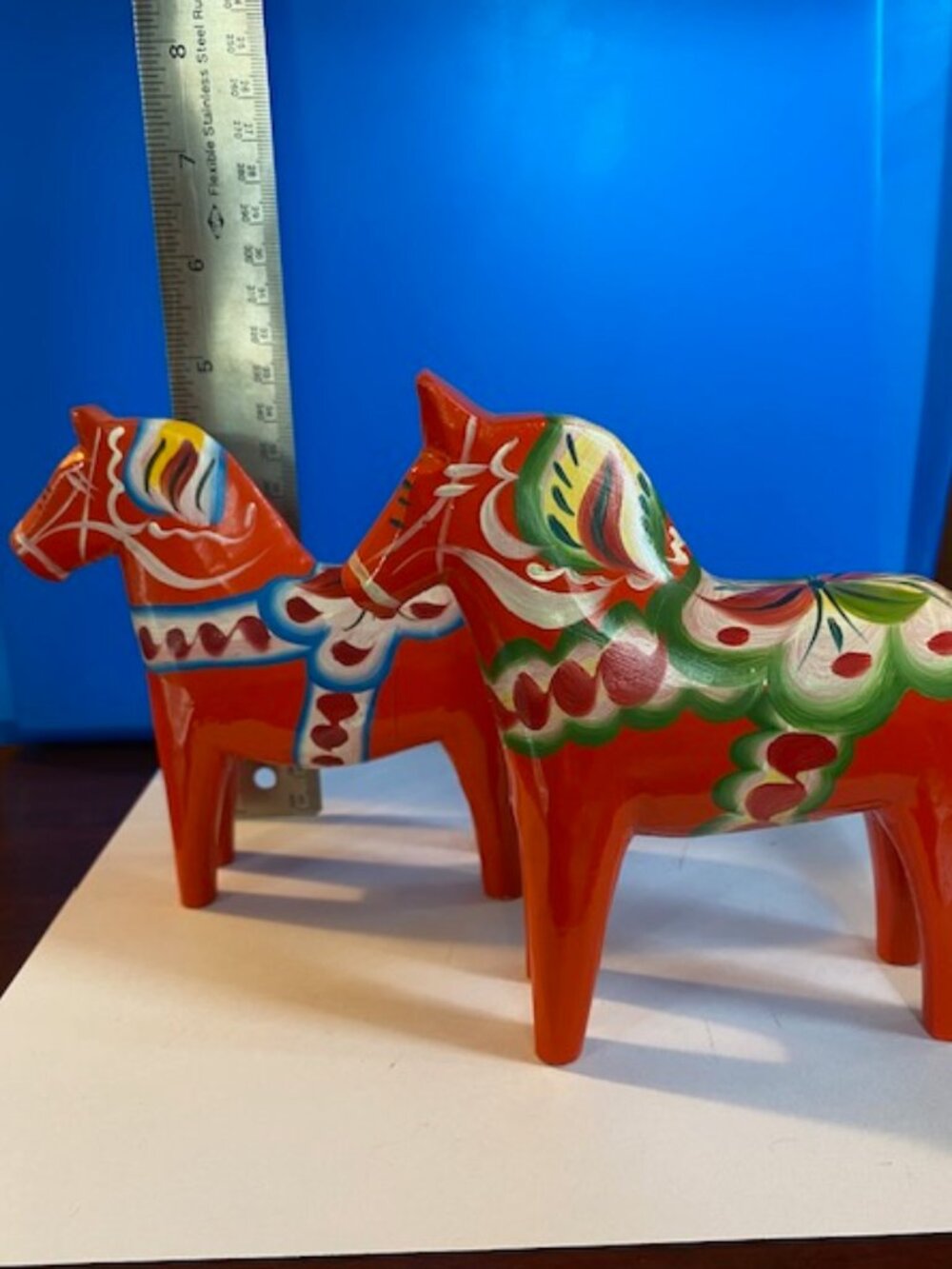 2 Vintage 4.5" Swedish Dala horses, hand carved and painted,Tillv, Nils Olsson - Picture 7 of 7